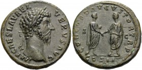 Lucius Verus, 161-169. Sestertius (Orichalcum, 32 mm, 24.11 g, 11 h), Rome, 161. IMP CAES L AVREL VERVS AVG Laureate head of Lucius Verus to right. Re...