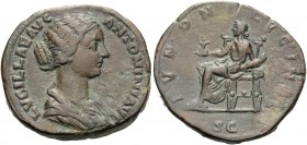 Lucilla, Augusta, 164-182. Sestertius (Orichalcum, 31 mm, 21.51 g, 5 h), Rome, 164-170. LVCILLAE AVG ANTONINI AVG F Draped bust of Lucilla to right, h...