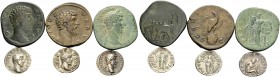Lucius Verus, 161-169. (78.00 g). Lot of 6 coins of Lucius Verus: Denarii (3) and 3 Sestertii (3). Average fine to very fine with the Sestertii attrac...