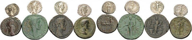 Commodus, 177-192. (80.00 g). Lot of 4 Silver and 4 Bronze Coins: Denarii (4), S...