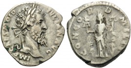 Didius Julianus, 193. Denarius (Silver, 18 mm, 3.27 g, 11 h), Rome. IMP CAES M DID IVLIAN AVG Laureate head of Didius Julianus to right. Rev. CONCORD ...