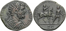 Septimius Severus, 193-211. Sestertius (Orichalcum, 28 mm, 16.52 g, 12 h), Rome, 195. L SEPT SEV PERT AVG IMP VIII Laureate and cuirassed bust of Sept...