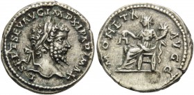 Septimius Severus, 193-211. Denarius (Silver, 19 mm, 3.91 g, 8 h), Rome, 198-202. L SEPT SEV AVG IMP XI PART MAX Laureate head of Septimius Severus to...