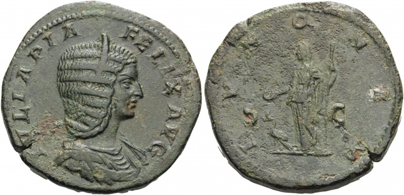 Julia Domna, Augusta, 193-217. Sestertius (Orichalcum, 33 mm, 27.31 g, 11 h), st...