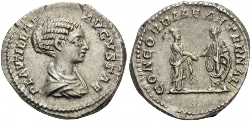 Plautilla, Augusta, 202-205. Denarius (Silver, 19 mm, 3.65 g, 1 h), struck under...