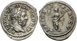 Geta, 209-211. Denarius (Silver, 20 mm, 2.94 g, 1 h), Rome, 211. P SEPT GETA PIVS AVG BRIT Laureate and bearded head of Geta to right. Rev. LIBERALITA...