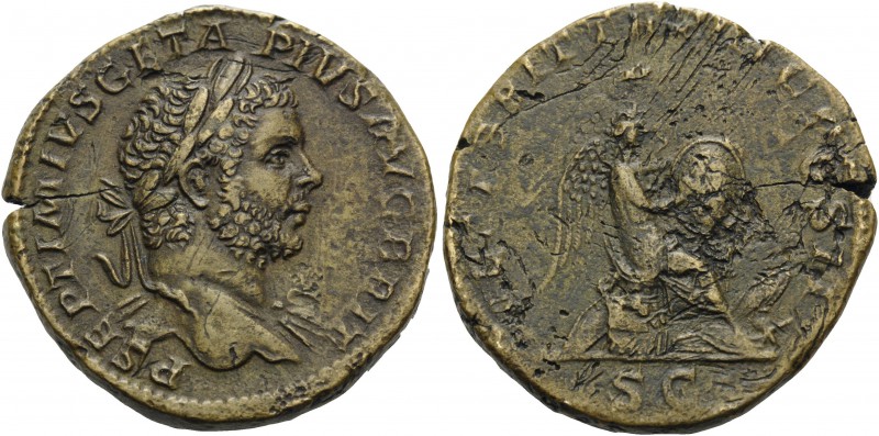 Geta, 209-211. Sestertius (Orichalcum, 31 mm, 21.67 g, 12 h), Rome, 211. P SEPTI...