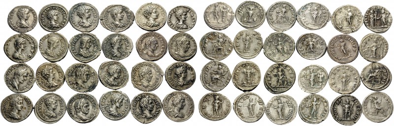Caracalla, Geta and Plautilla. (57.00 g). Lot of 24 Severan Silver Denarii: Cara...
