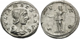 Julia Maesa, Augusta, 218-224/5. Denarius (Silver, 19 mm, 2.91 g, 1 h), grandmother of Elagabalus, Rome, 218-220. IVLIA MAESA AVG Draped bust of Julia...
