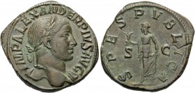 Severus Alexander, 222-235. Sestertius (Orichalcum, 34 mm, 24.62 g, 1 h), Rome, 231-235. IMP ALEXANDER PIVS AVG Laureate head of Severus Alexander to ...