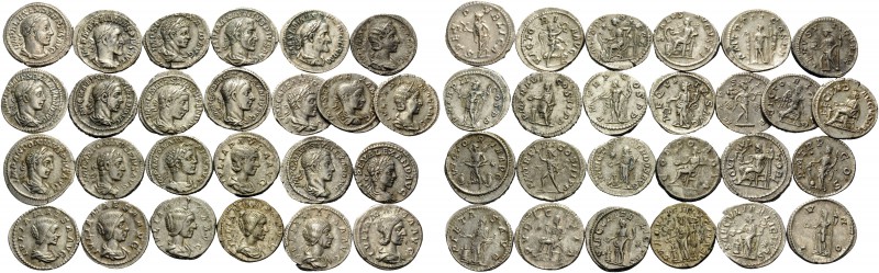 SEVERAN DYNASTY. (Silver, 77.00 g). Lot of 25 Later Severan Silver Denarii: Elag...