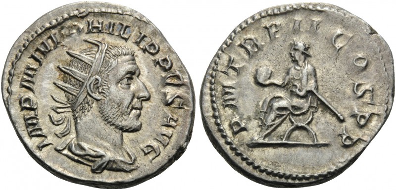 Philip I, 244-249. Antoninianus (Silver, 23 mm, 4.88 g, 5 h), Rome, 245. IMP M I...