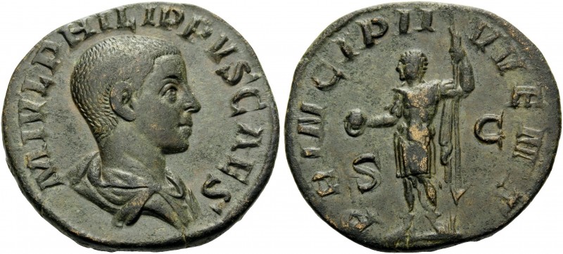 Philip II, 247-249. Sestertius (Orichalcum, 29 mm, 15.71 g, 12 h), Rome, 246. M ...