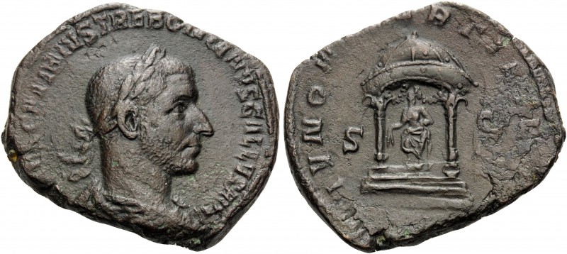 Trebonianus Gallus, 251-253. Sestertius (Orichalcum, 31 mm, 17.59 g, 12 h), Rome...