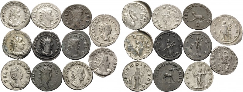 Valerian I, Gallienus, Salonina and Saloninus Caesar. (Billon, 40 g). Lot of 11 ...