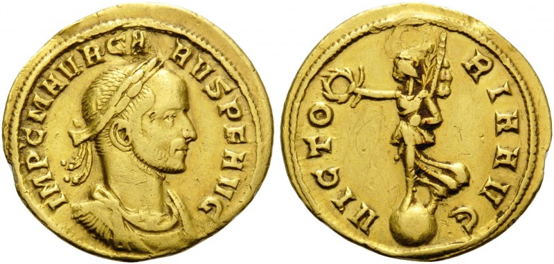 Carus, 282-283. Aureus (Gold, 19 mm, 4.32 g, 12 h), Siscia. IMP C M AVR CA – RVS...
