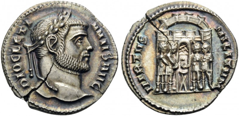 Diocletian, 284-305. Argenteus (Silver, 17 mm, 3.00 g, 6 h), Siscia, 294-295. DI...