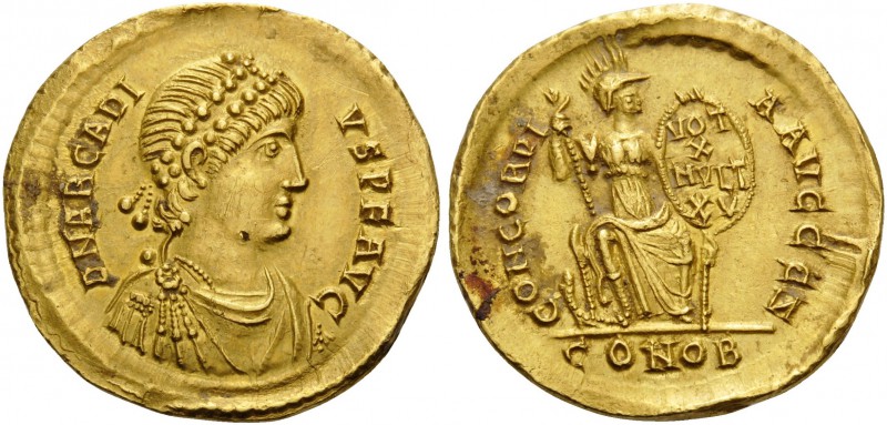 Arcadius, 383-408. Solidus (Gold, 20 mm, 4.49 g, 6 h), Constantinople, 7th offic...
