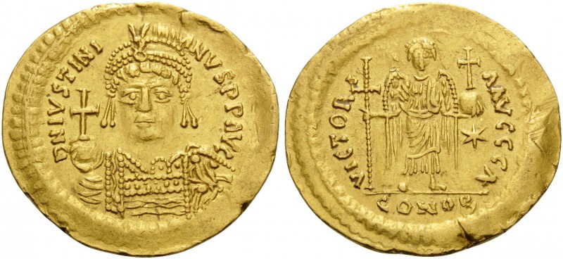 Justinian I, 527-565. Solidus (Gold, 21 mm, 4.41 g, 6 h), Rome, 1st officina, 53...