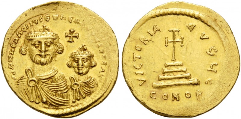 Heraclius, with Heraclius Constantine, 610-641. Solidus (Gold, 21 mm, 4.43 g, 6 ...