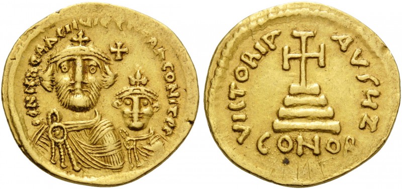 Heraclius, with Heraclius Constantine, 610-641. Solidus (Gold, 20 mm, 4.51 g, 6 ...