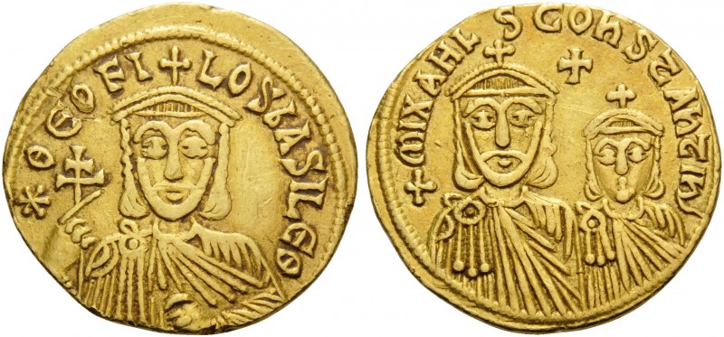 Theophilus, with Constantine and Michael II, 829-842. Solidus (Gold, 20 mm, 4.36...