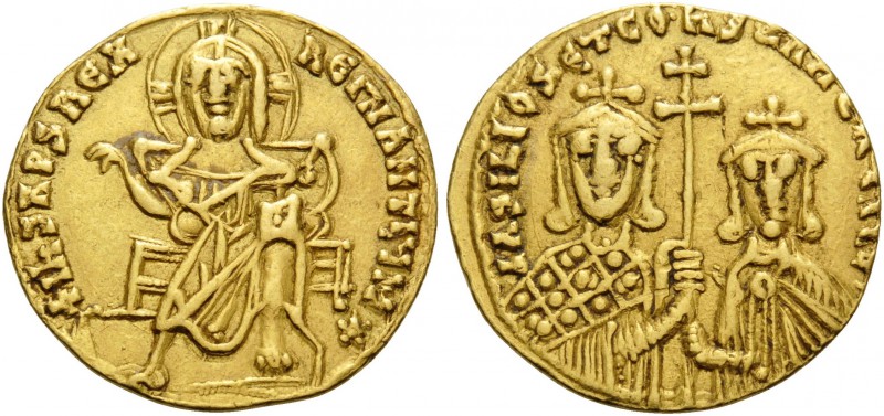 Basil I the Macedonian, with Constantine VII, 867-886. Solidus (Gold, 19 mm, 4.4...