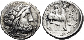 CELTIC, Lower Danube. Uncertain tribe . Early 3rd century BC. Tetradrachm (Silver, 25 mm, 14.58 g, 10 h), early imitation of Philip II, copying an iss...