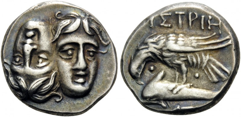 MOESIA. Istros . Circa 313-280 BC. Drachm (Silver, 18 mm, 5.67 g, 5 h). Two faci...