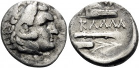 MOESIA. Kallatis . 3rd-2nd centuries BC. Hemidrachm (Silver, 15 mm, 2.12 g, 9 h). Head of Herakles to right, wearing lion's skin headdress. Rev. KAΛΛA...