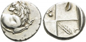 THRACE. Chersonesos . Circa 386-338 BC. Hemidrachm (Silver, 13 mm, 2.41 g, 8 h). Forepart of lion right, head left. Rev. Quadripartite incuse square w...