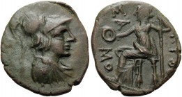 ISLANDS OFF THRACE, Samothrace. 3rd-2nd centuries BC. (Bronze, 20 mm, 4.20 g, 12 h), Python. Bust of Athena to right, wearing Corinthian helmet. Rev. ...