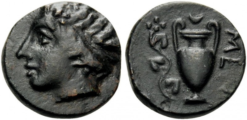 MACEDON. Mende . Circa 400-350 BC. Chalkous (Bronze, 10.5 mm, 1.26 g, 12 h). Wre...