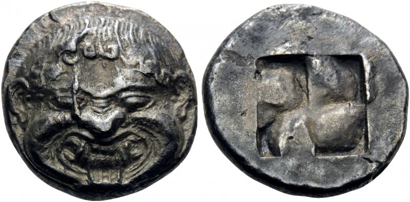 MACEDON. Neapolis . Circa 500-480 BC. Stater (Silver, 18 mm, 8.90 g). Gorgoneion...