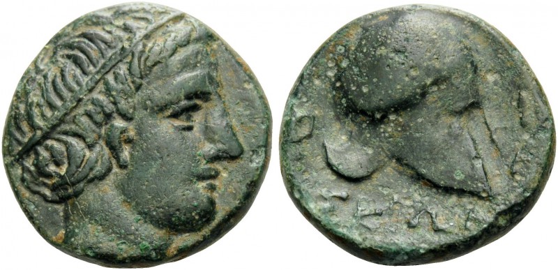 MACEDON. Skione . Circa 400-350 BC. Hemiobol (Bronze, 17 mm, 4.83 g, 9 h). Young...