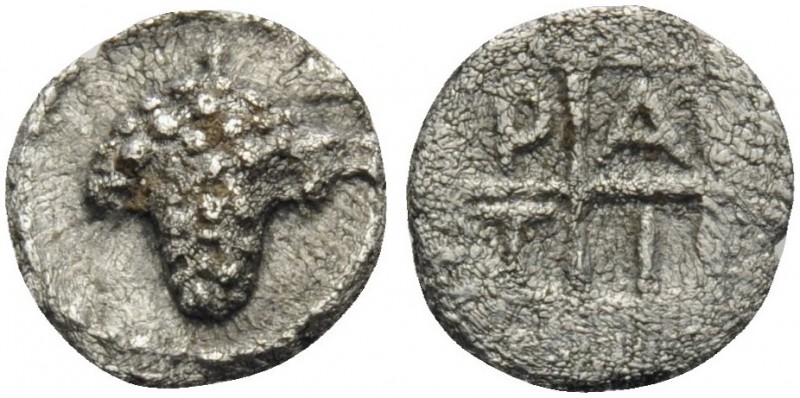 MACEDON. Tragilos . Circa 450-400 BC. Tetartemorion (Silver, 6 mm, 0.17 g, 9 h)....