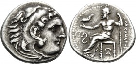 KINGS OF MACEDON. Alexander III ‘the Great’, 336-323 BC. Drachm (Silver, 17 mm, 4.06 g, 4 h), Lampsakos, circa 323-317. Head of Herakles to right, wea...