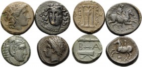 KINGS OF MACEDON AND THESSALY. (Bronze, 22.71 g). Lot of 4 Bronze Coins. 1 . Philip II. 2 . Alexander III the "Great". 3 . Kassander. 4 . Thessaly, La...