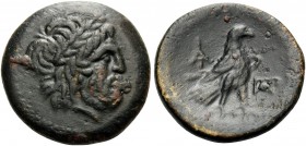 KINGS OF MACEDON. Ptolemy Keraunos, 281-279 BC. (Bronze, 17 mm, 4.41 g, 4 h). Laureate head of Zeus right. Rev. Eagle standing on thunderbolt to right...