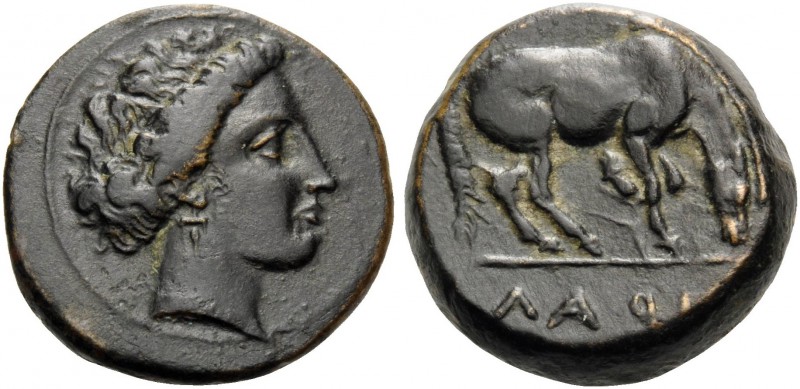 THESSALY. Larissa . Circa 380-365 BC. Dichalkon (Bronze, 16 mm, 4.95 g, 2 h). He...