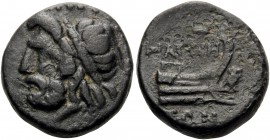 THESSALY. Magnetes . Circa 196-146 BC. Dichalkon (Bronze, 17 mm, 6.07 g, 12 h). Laureate head of Zeus to left. Rev. Prow of galley to right; to right,...