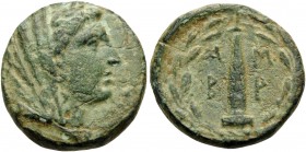 EPEIROS. Ambrakia . 3rd-2nd centuries BC. (Bronze, 19 mm, 4.67 g, 2 h). Laureate and veiled head of Dione to right. Rev. AMBP Baetylos within wreath. ...