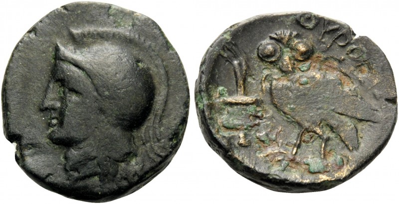AKARNANIA. Thyrrheion . Circa 300-250 BC. (Bronze, 17 mm, 3.73 g, 2 h). Helmeted...
