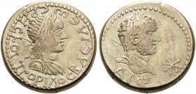 KINGS OF BOSPOROS. Rheskuporis II with Caracalla, 211-226. Stater (Electrum, 21 mm, 4.43 g, 6 h), struck under Caracalla, year 511 = 214-215 AD. BACIΛ...