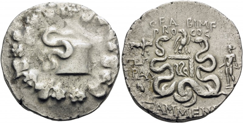 LYDIA. Tralleis . C. Fabius M.f., proconsul, 57 BC. Cistophorus (Silver, 26 mm, ...