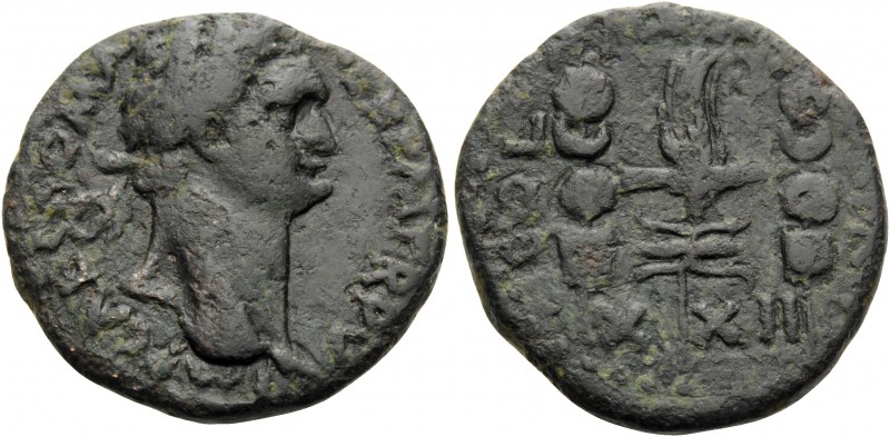 ACHAEA. Patrae . Domitian, 81-96. Assarion (Bronze, 22 mm, 6.91 g, 4 h). IMP CAE...