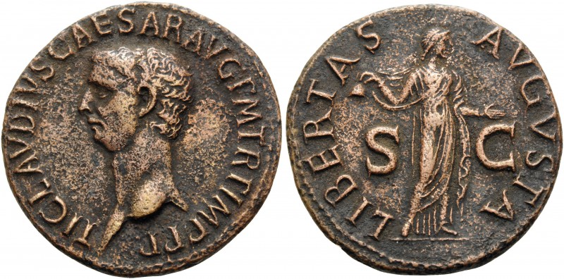 Claudius, 41-54. As (Copper, 29 mm, 10.68 g, 5 h), Rome, 42-43. TI CLAVDIVS CAES...