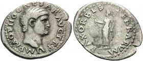 Otho, 69. Denarius (Silver, 20 mm, 2.84 g, 6 h), Rome, 15 January - 9 March 69. IMP M OTHO CAESAR AVG TR P Bare head of Otho to right. Rev. PAX ORBIS ...