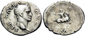 Galba, 68-69. Denarius (Silver, 20 mm, 3.32 g, 6 h), Rome, July 68 - January 69. SER GALBA AVG Laureate head of Galba to right. Rev. IMP Galba on hors...