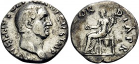 Vitellius, 69. Denarius (Silver, 16 mm, 3.26 g, 6 h), Rome, late April-20 December 69. A VITELLIVS GERM IMP Bare head of Vitellius to right. Rev. CONC...
